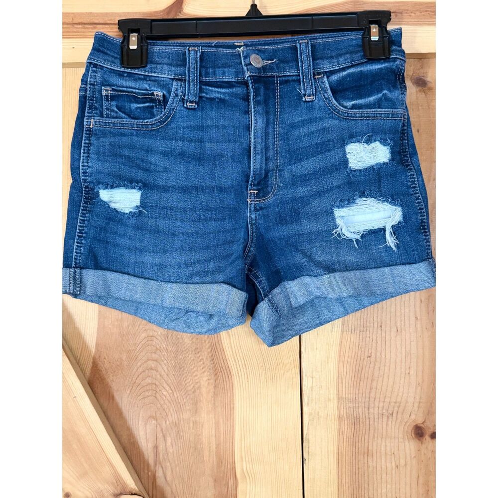 Hollister Women's Denim High-Rise SZ 26 Short 3" Distressed Soft Stretch Jorts
